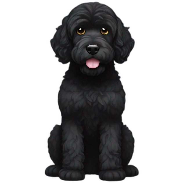 black face Portuguese water dog with white chin emoji