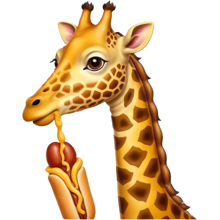 Giraffe eats hotdog emoji