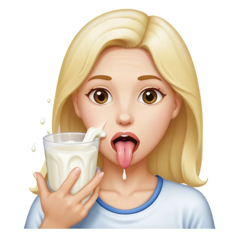 A women's hand covered in milk and a tongue licking the milk off the hand emoji