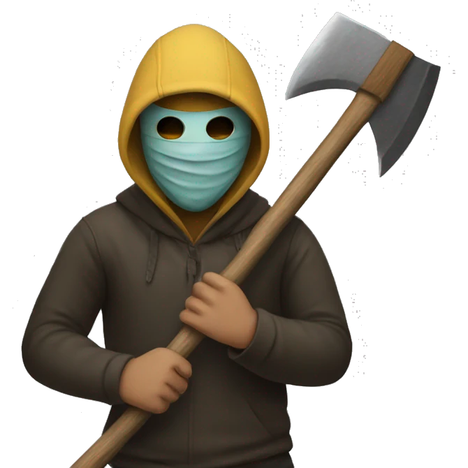 man in mask with axe Friday 13 emoji