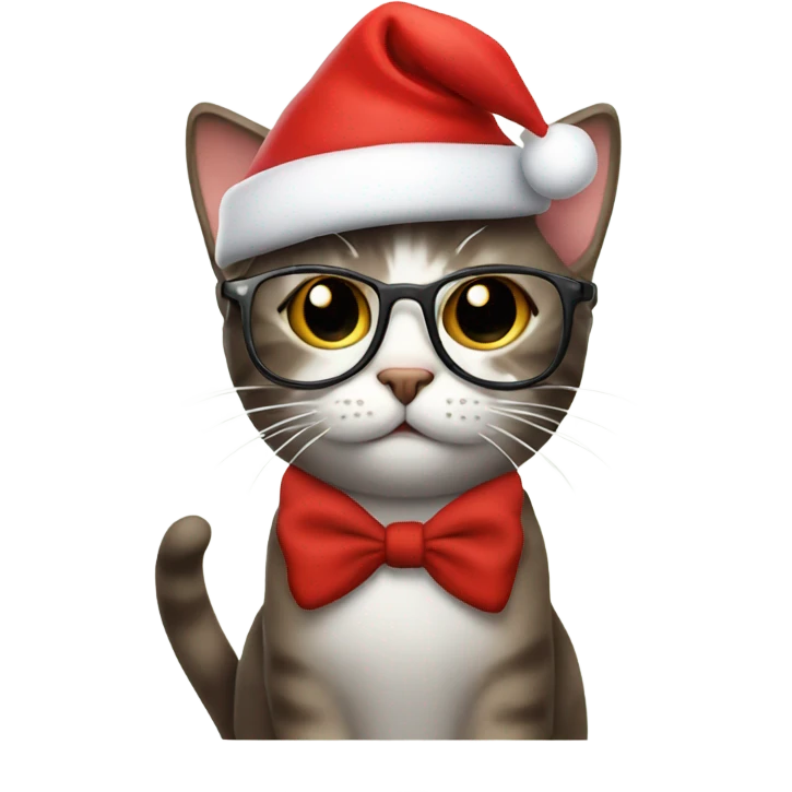 cat with christmas hat and glasses  emoji