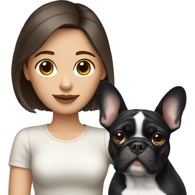 Brunette with French bulldog emoji