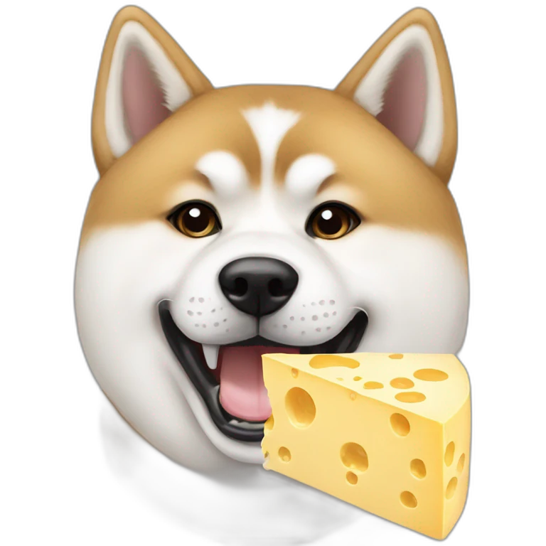 Akita eats cheese emoji
