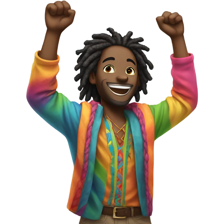Black man with dreadlocks celebrating  emoji