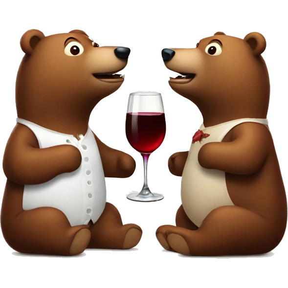 Two bears with red wine emoji