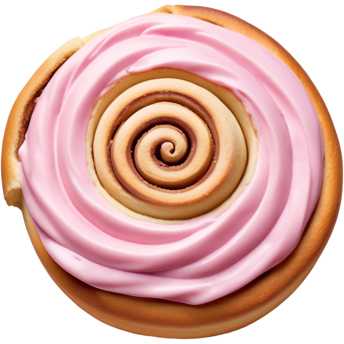coquette cinnamon roll with pink frosting viewed from above emoji