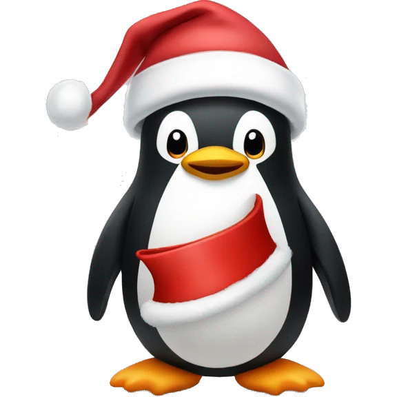 Pinguin with a santa claus hat emoji