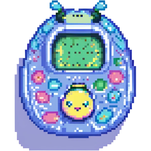 tamagotchi, pixel art style, retro, bright colors, no background emoji