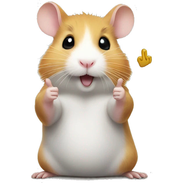 hamster holding up peace sign emoji