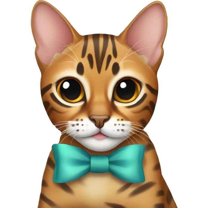Bengal cat with rad bow emoji