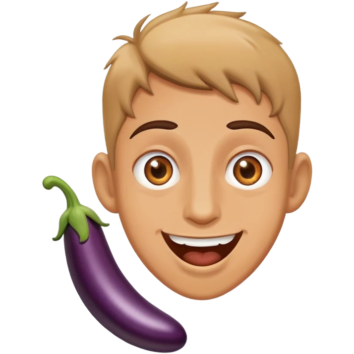 Excited emoji with eggplants in eyes emoji