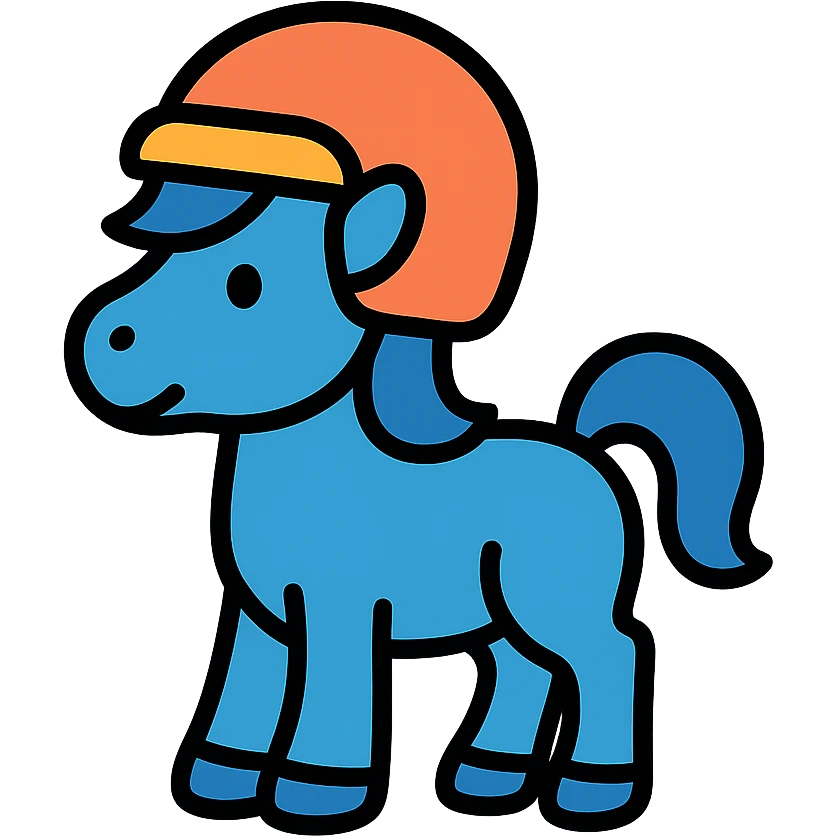 blue pony with a helmet emoji