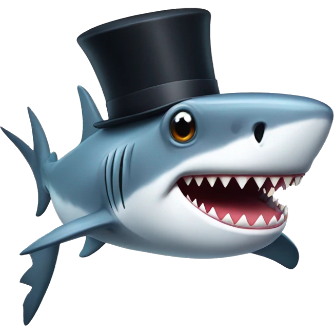 Shark with a top hat emoji