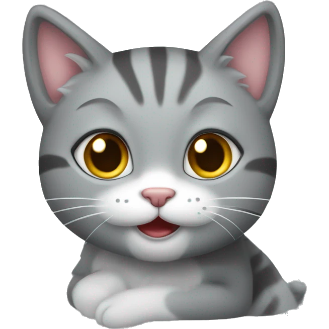 Gatito gris con carita feliz  emoji