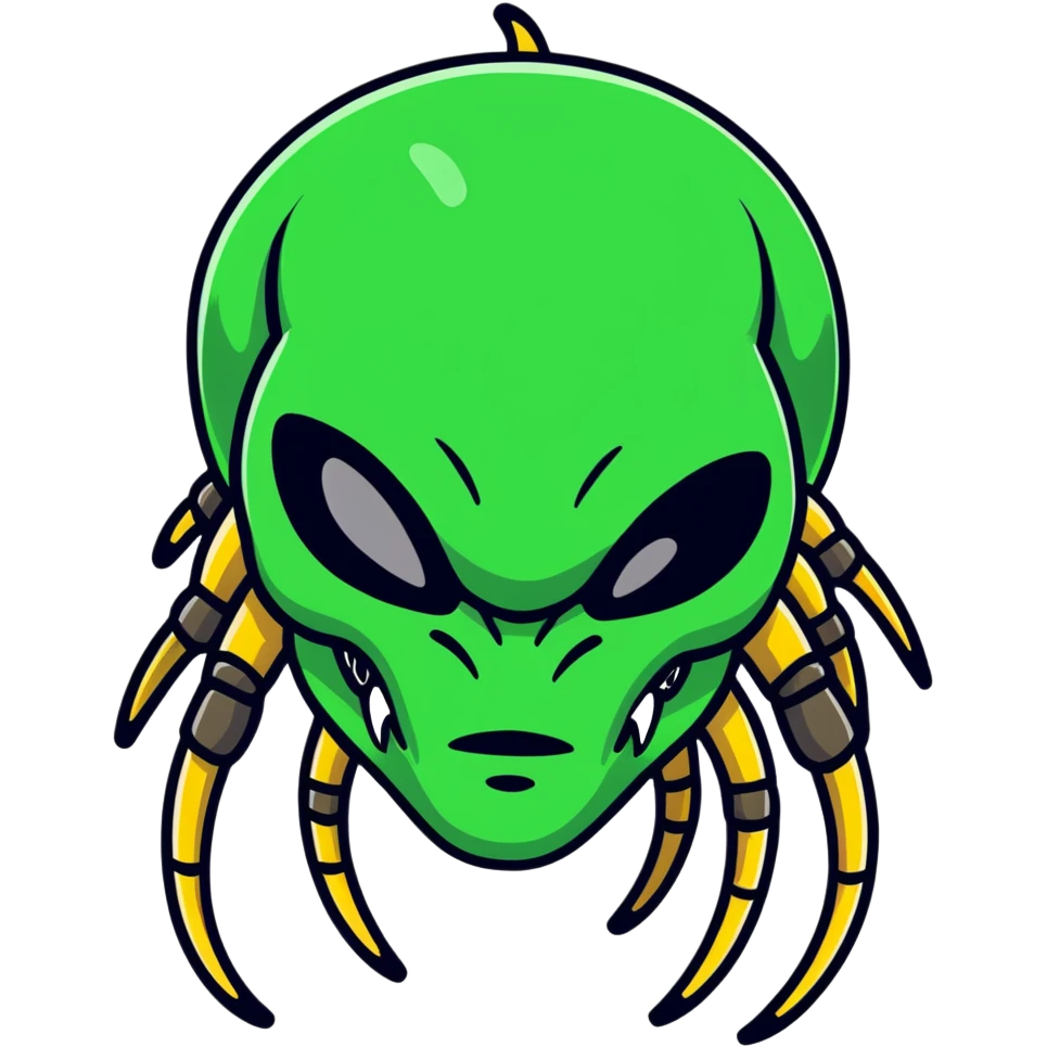 Predator alien with mandibles and dreadlocks emoji