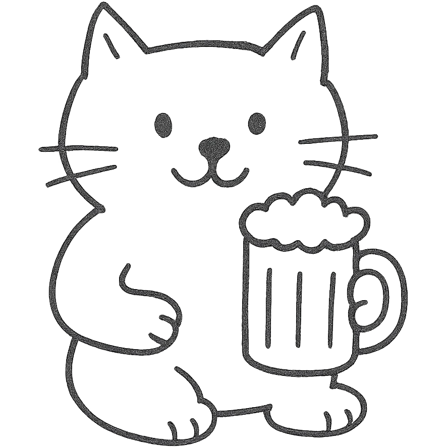 cat holding a beer emoji