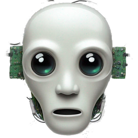 Alien robot head with wires and circuits emoji