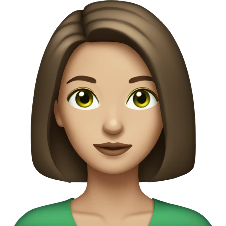 beautiful woman with green eyes and shoulder length straight brown hair emoji