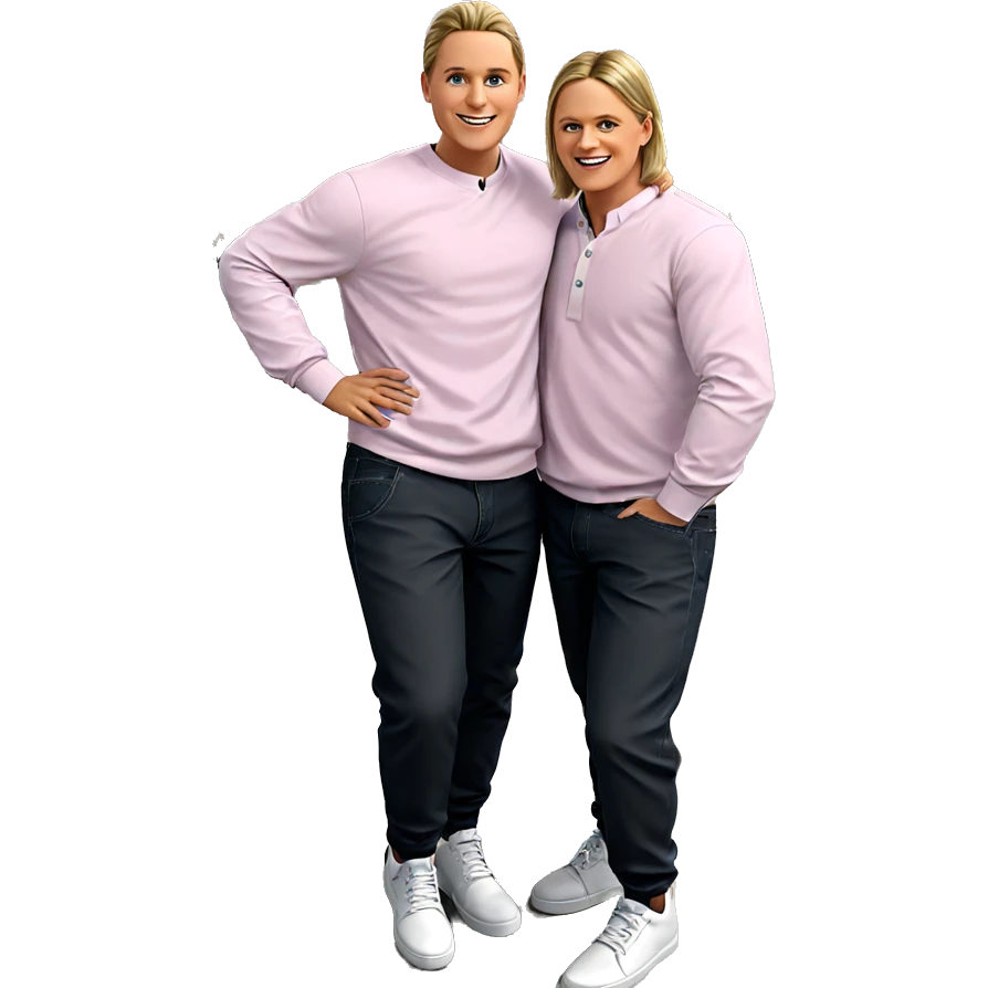 happy boys in stylish outfits emoji