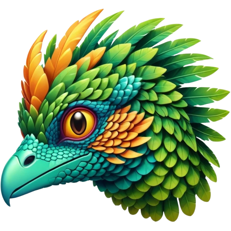 Tropical futuristic lush warm-colored Fakémon-Trico-creature emoji