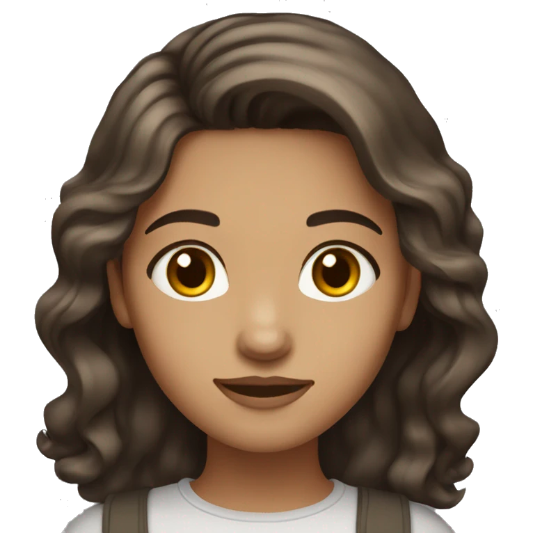 girl with médium skin, brown eyes, wavy dark brown hair emoji