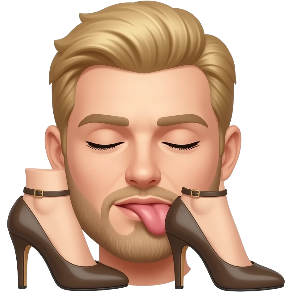 Blonde man with closed eyes, licking heels emoji