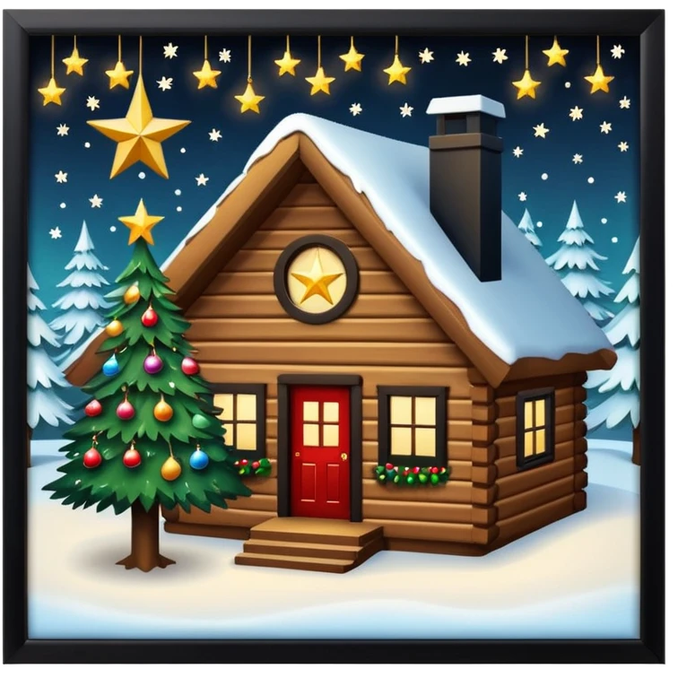 Beautiful Christian Christmas tree in a cabin emoji