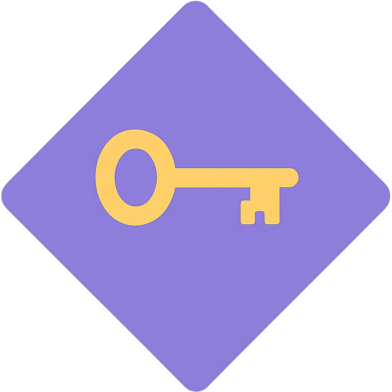 diamond, color #9665db, with 🗝️key  symbol on the diamond. emoji