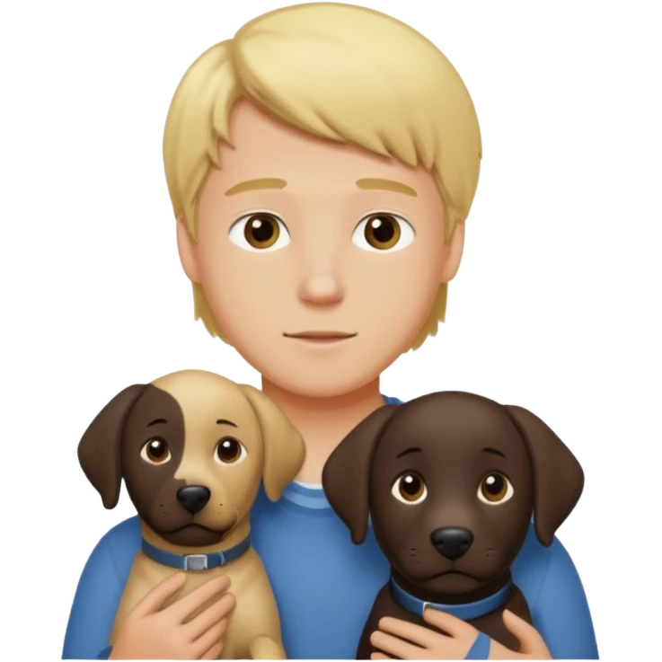 young blond man with dark labrador  emoji