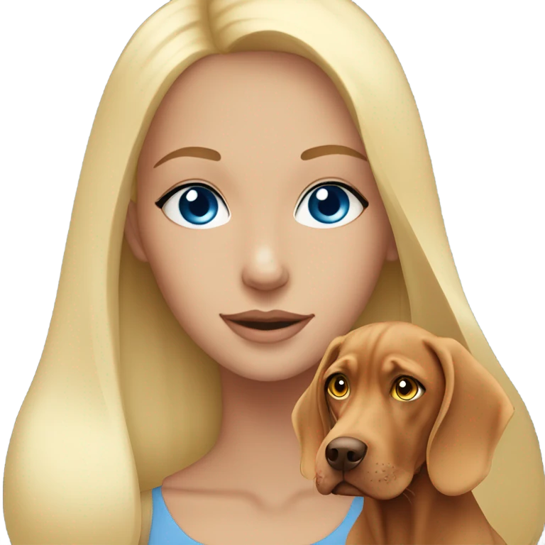 Pretty blonde girl blue eyes with vizsla emoji