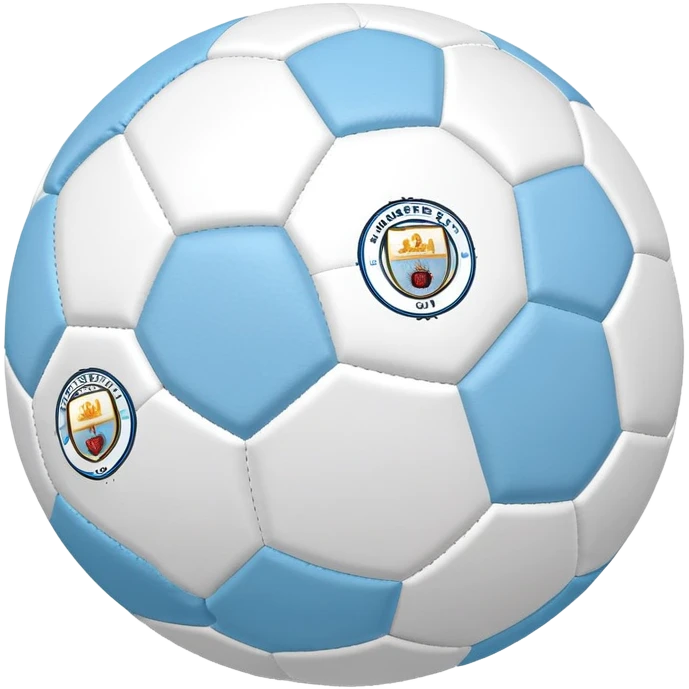 Soccer ball in Manchester City sky blue and white colors emoji