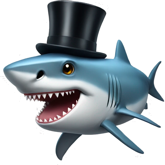 Shark with a top hat emoji