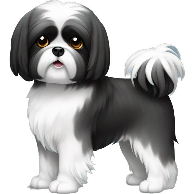 shih tzuh black and white emoji