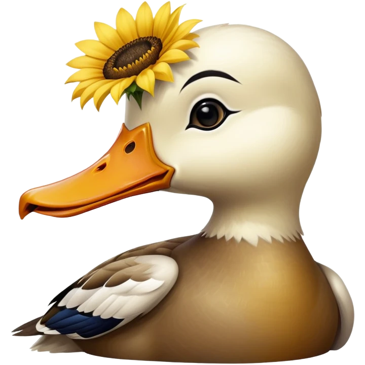 a duck holding a sunflower seed in its beak emoji