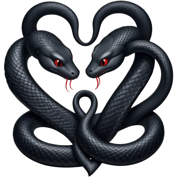 Two black snakes making a heart emoji
