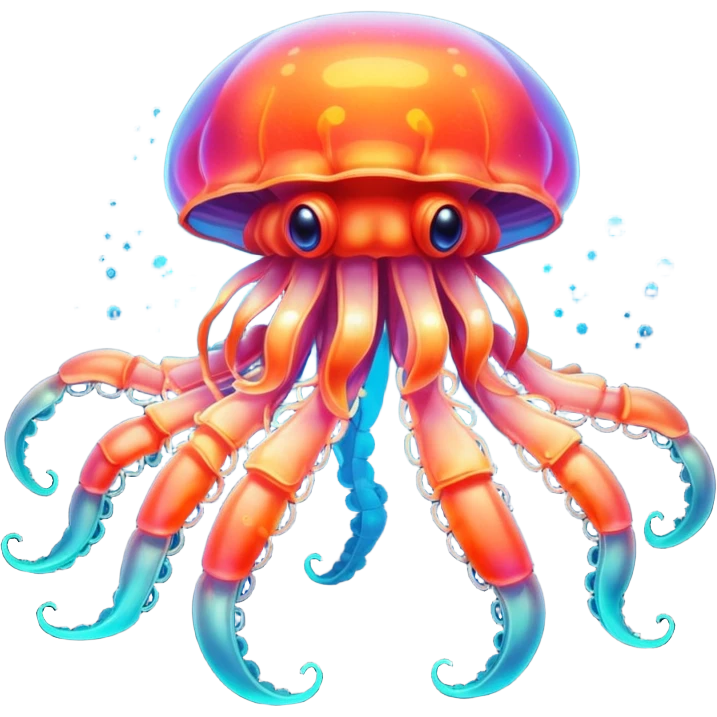 Neon glowing jellyfish-crab-squi emoji