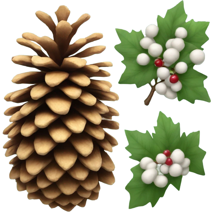 Pine cone and snow berries emoji