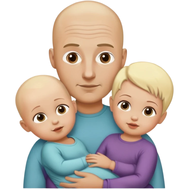 Family dad no hair bronze, blondie mom, one toddler, one baby emoji