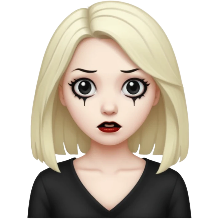 A realistic woman in horror, waist-length portrait emoji