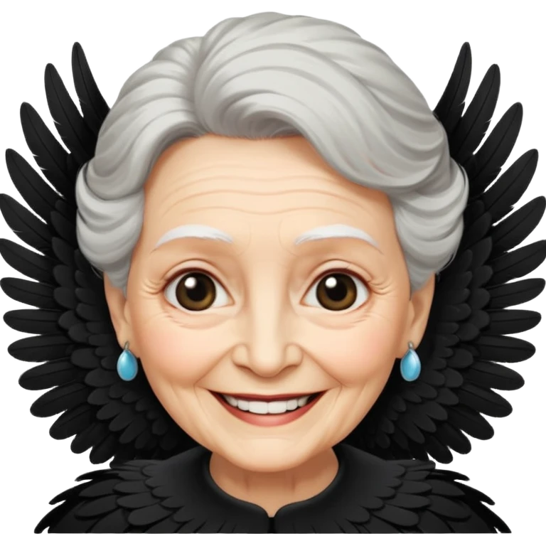 Angel Old Lady with wings black happy emoji