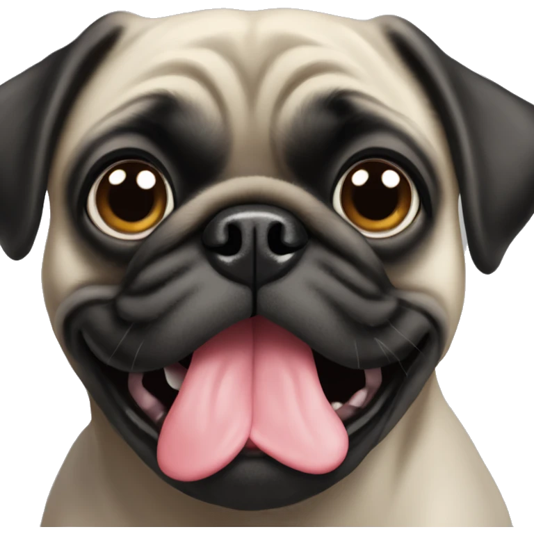 Black pug with tongue sticking out  emoji
