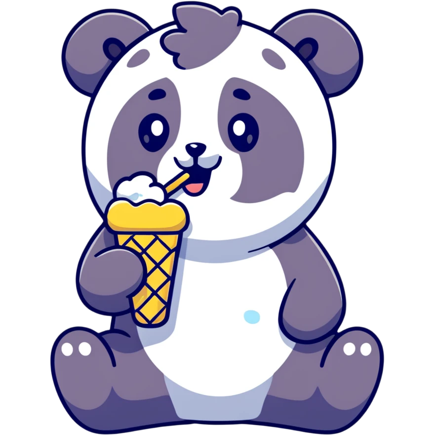 Panda eating ice cream emoji
