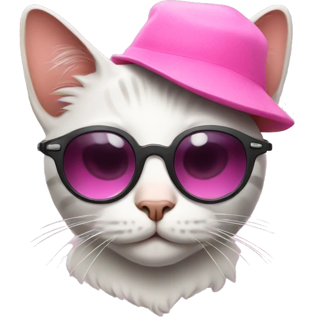 Cat with a pink hat n star sunglasses  emoji