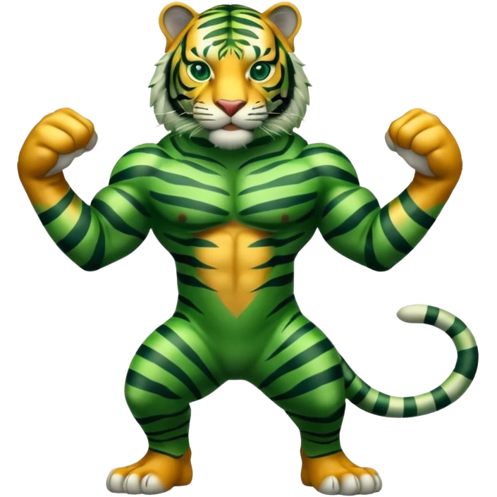 powerful green tiger full body emoji