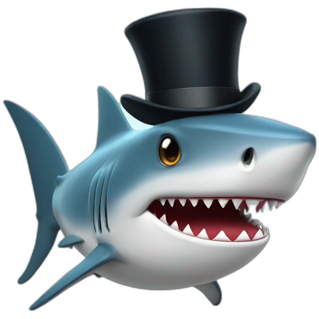 Shark with a top hat emoji