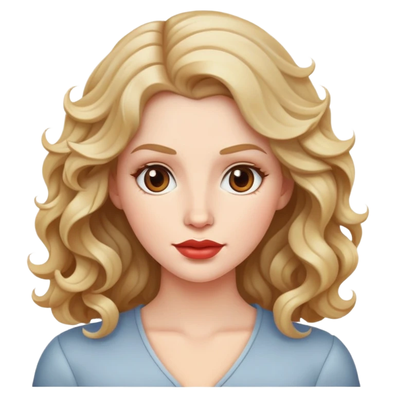 Mujer blanca de cabello ondulado y labios claritos emoji