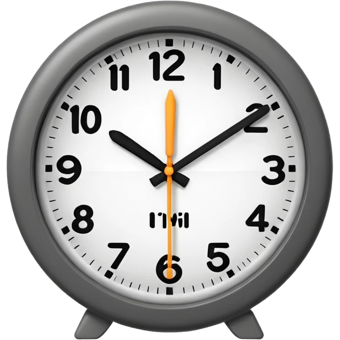 A 3D cartoon clock showing a few minutes before twelve, clean minimal background, Memoji-style. emoji