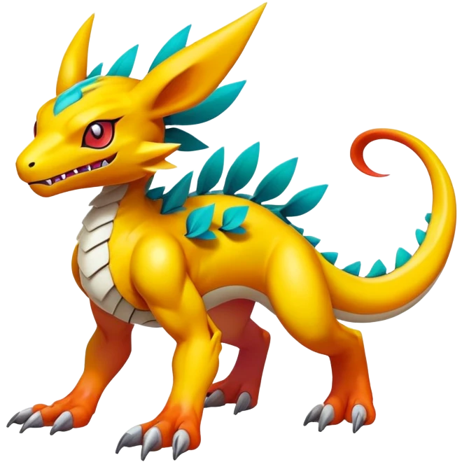 Colorful Exotic Pokémon-Digimon-Fakémon-hybrid-creature (full body) emoji