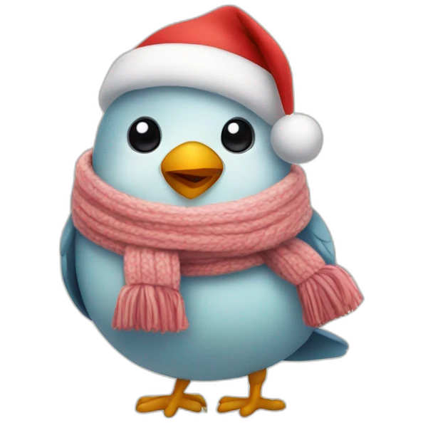 cute Fat Bird Santa wearing scarf emoji