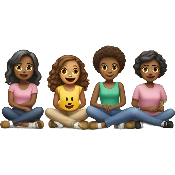 Five girls sitting on word “ semi senior” emoji